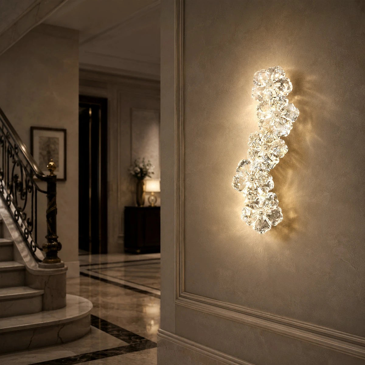 Crystal Flower Shaped Wall Lamp