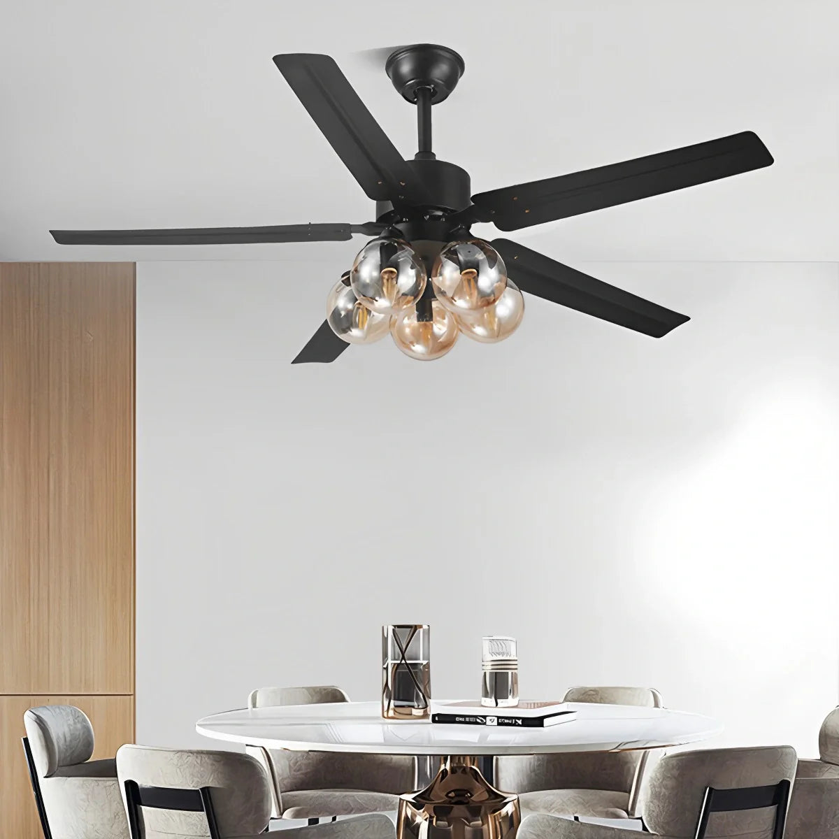 American Retro Glass Globe Ceiling Fan Light