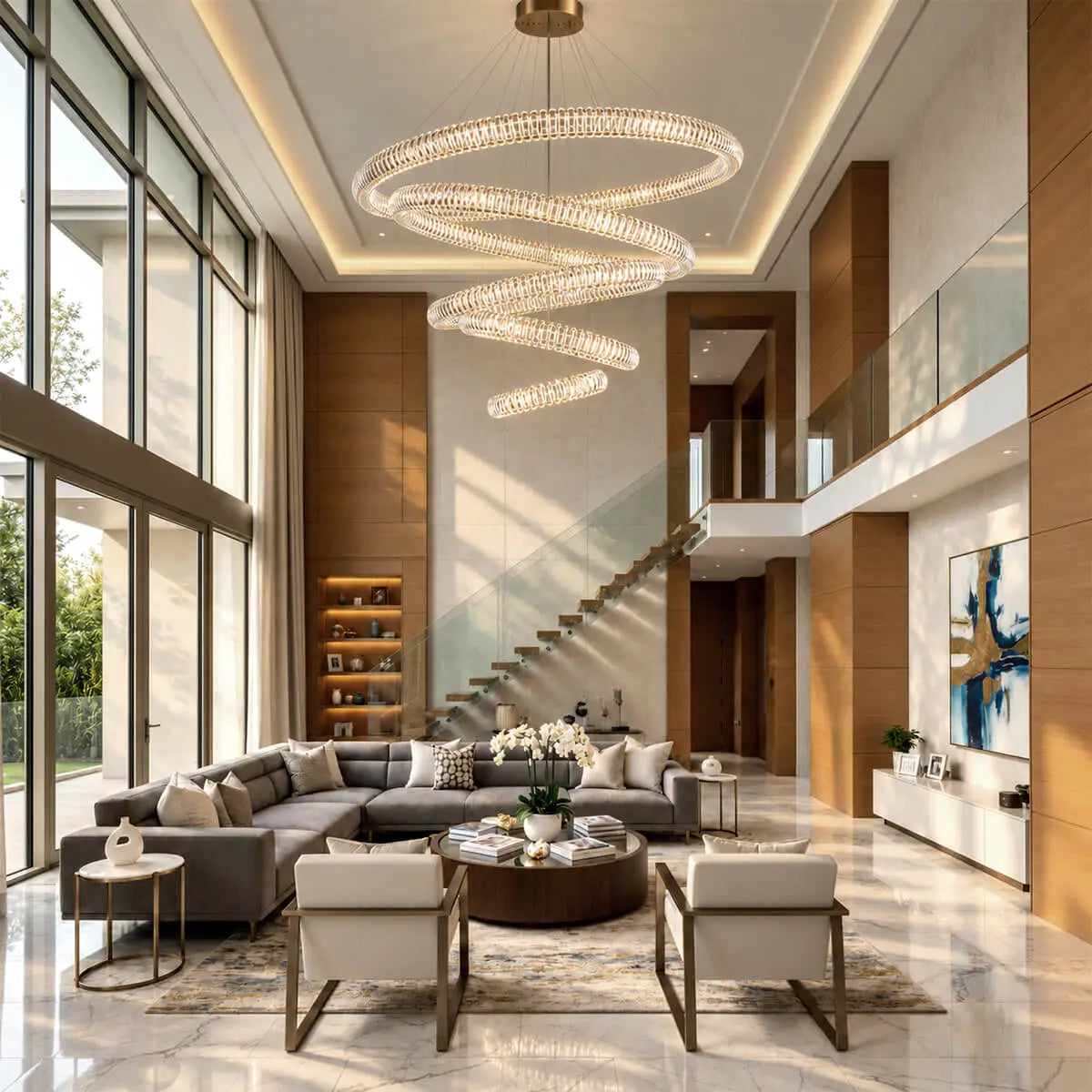 Gold Crystal Ring Chandelier