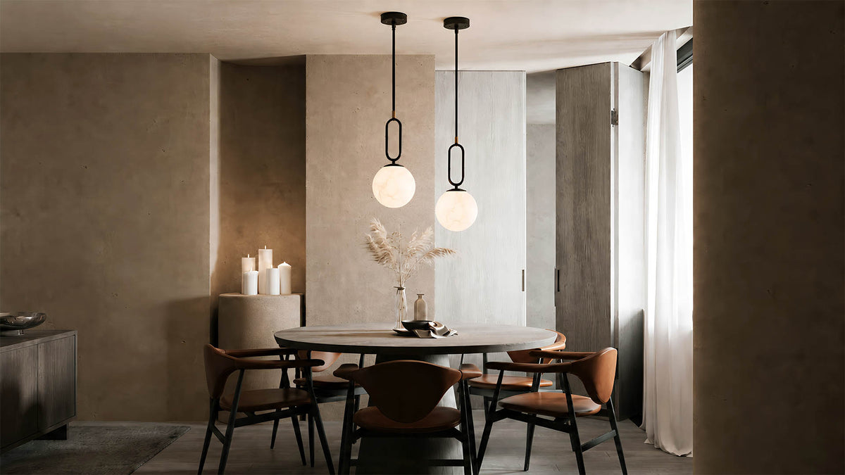 Gong Alabaster Pendant Light for Bedroom and Bedside Spaces
