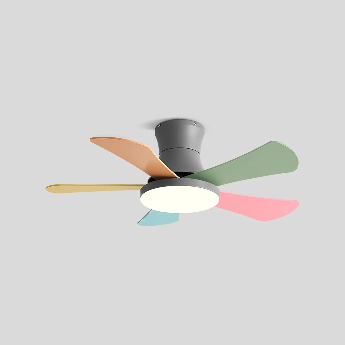 Antizer Scandi Low Profile Ceiling Fan with Light Grey+Multicolored D106cm / 42"