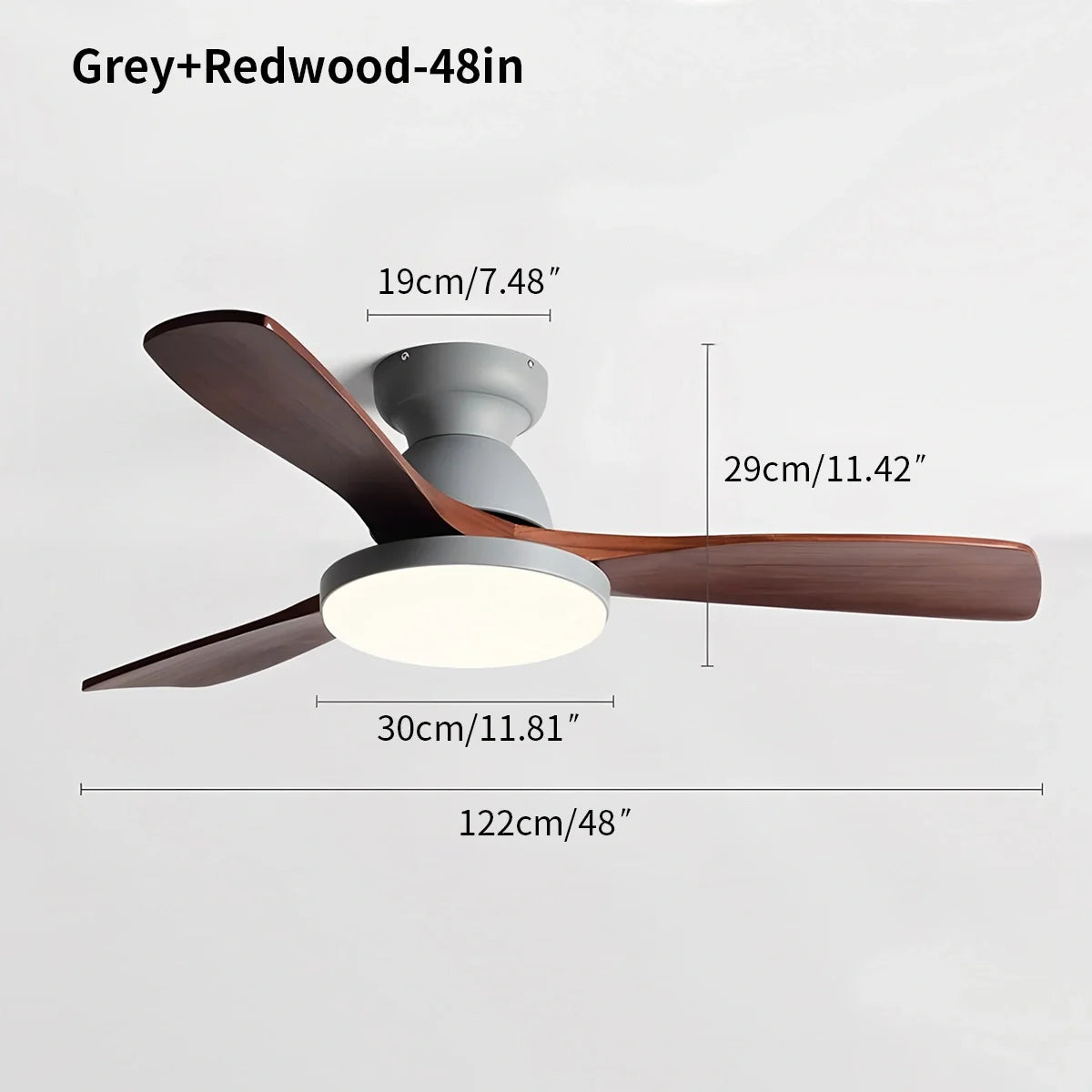 Vintage 3-leaf Wood Ceiling Fan Lamp