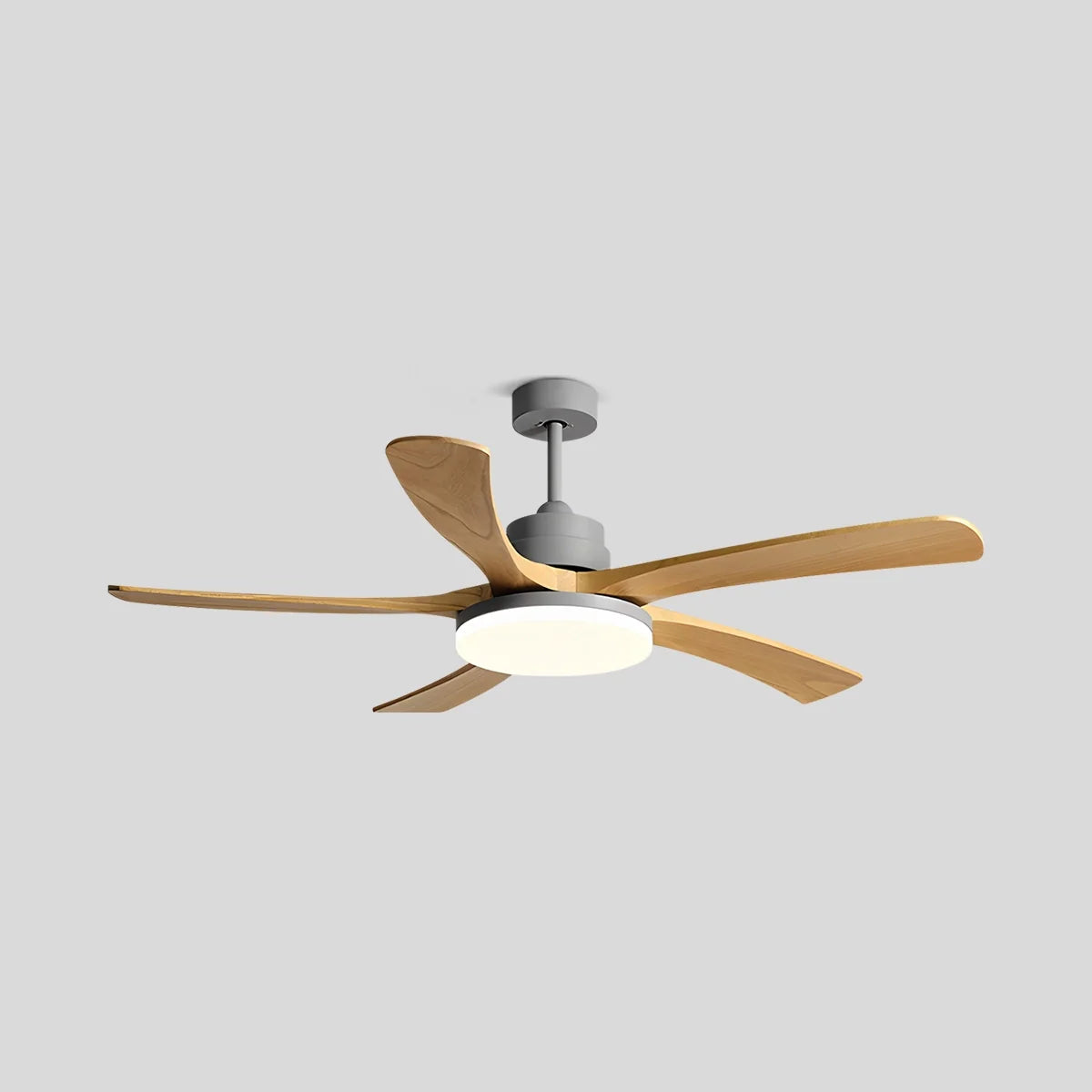 Antizer High Wind Wood Ceiling Fan Light Grey+Wood Color 5 Blades