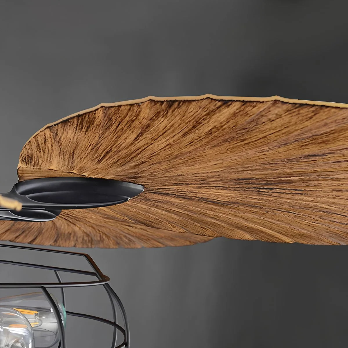 Industrial Tropical Palm Leaves Ceiling Fan Light