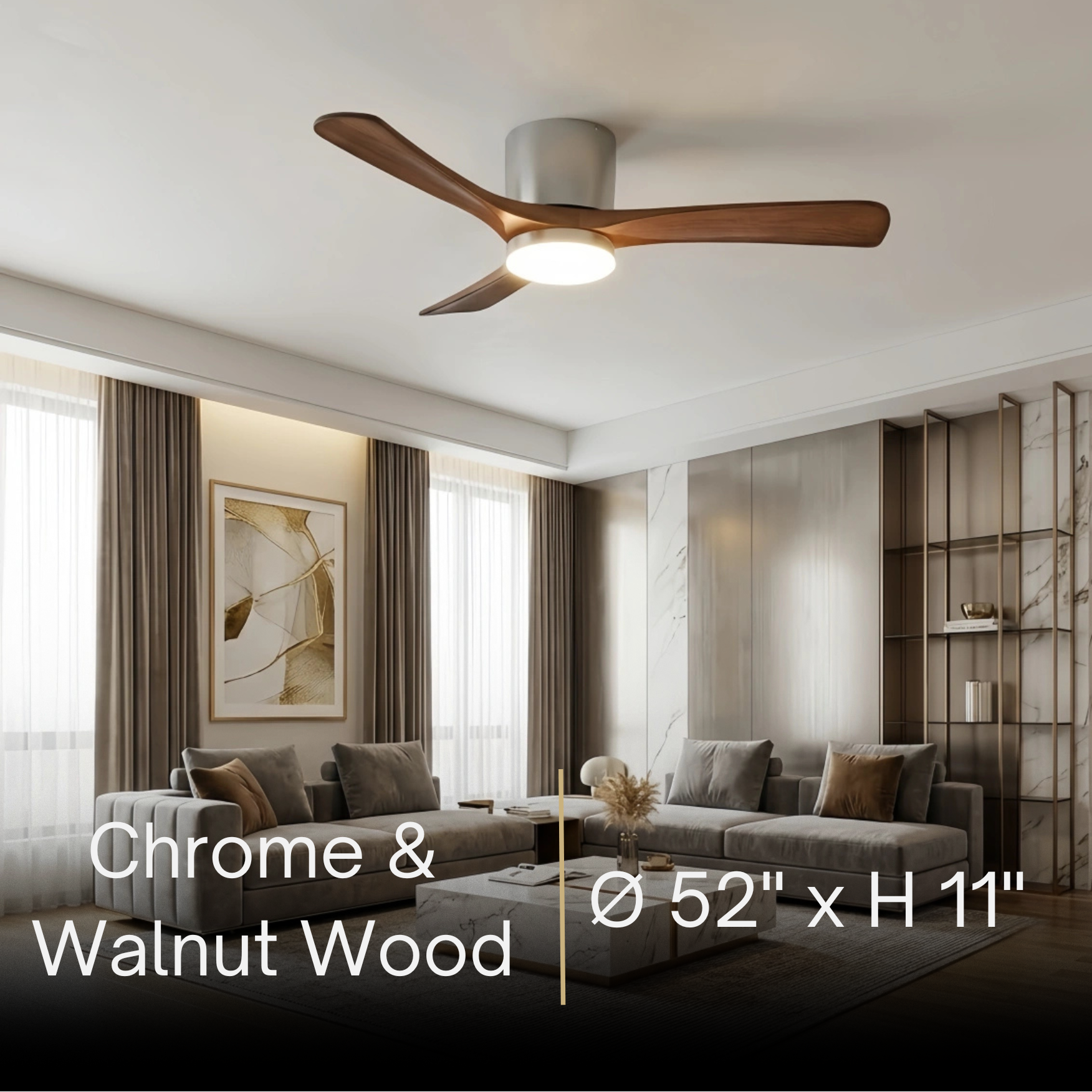 Lunara Nordic Ceiling Fan Light – Wood Clean Lines Quiet Airflow for Living Room