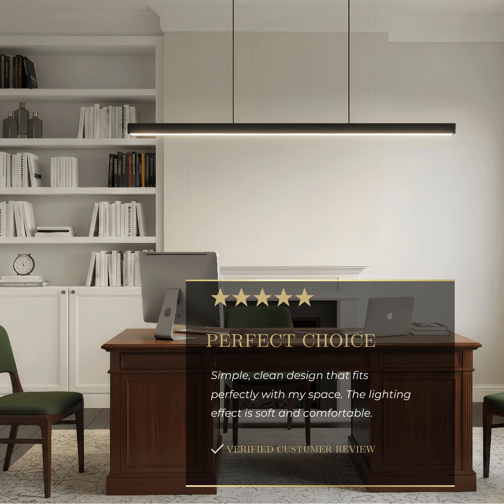 Arcato Minimalist Dimmable Linear Pendant Light – Black or White Acrylic for Dining Room