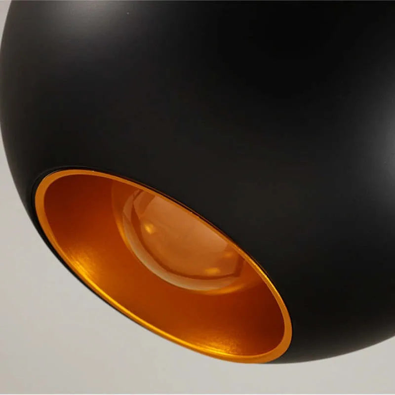 Modern Black Globe Pendant Light with Metal Body