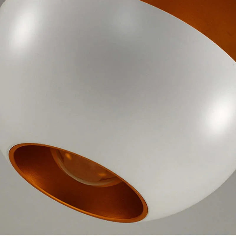 Modern White Globe Pendant Light with Metal Body
