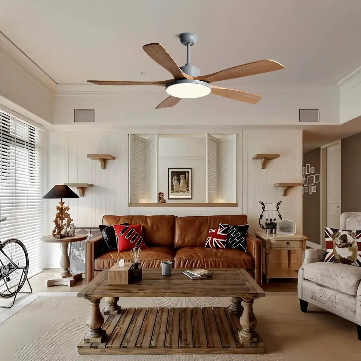Living Room Minimalist Ceiling Fan with Light
