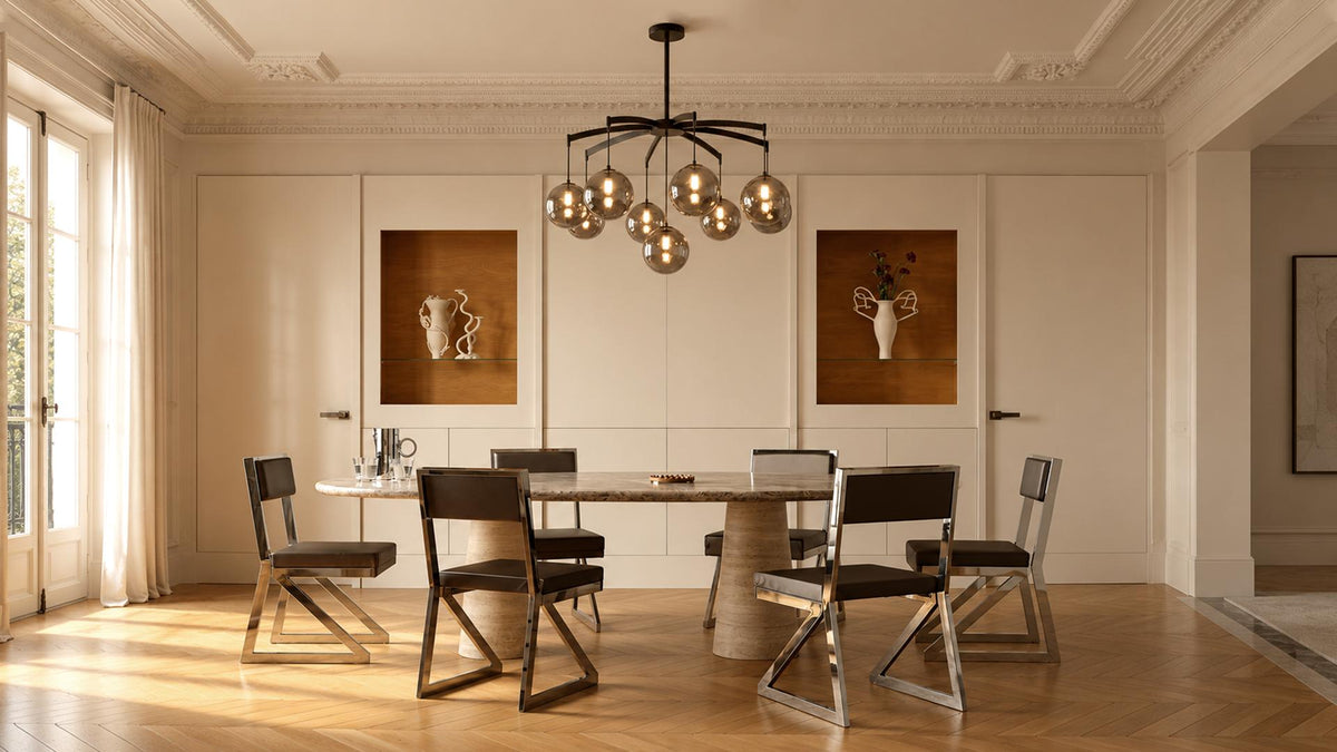 Glass Globe Chandelier for Modern Living and High-Ceiling Spaces