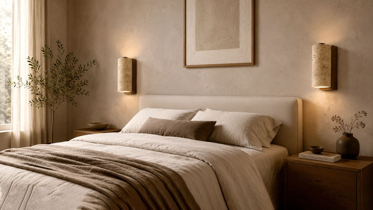 Travertine Wall Lamp for Entryway and Bedside Lighting
