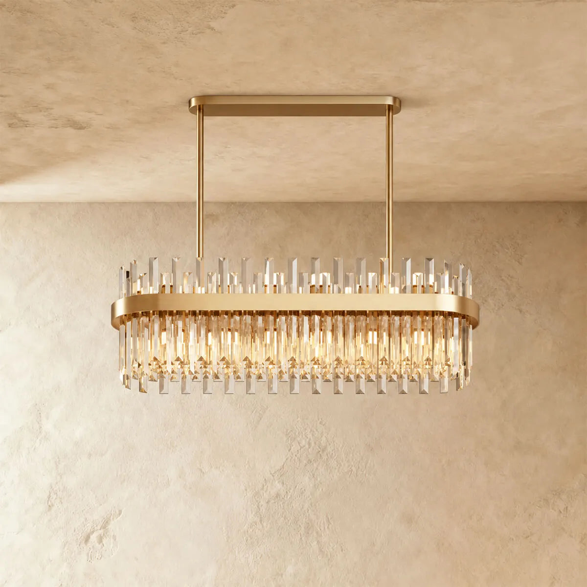 Luxury Linear Crystal Island Chandelier