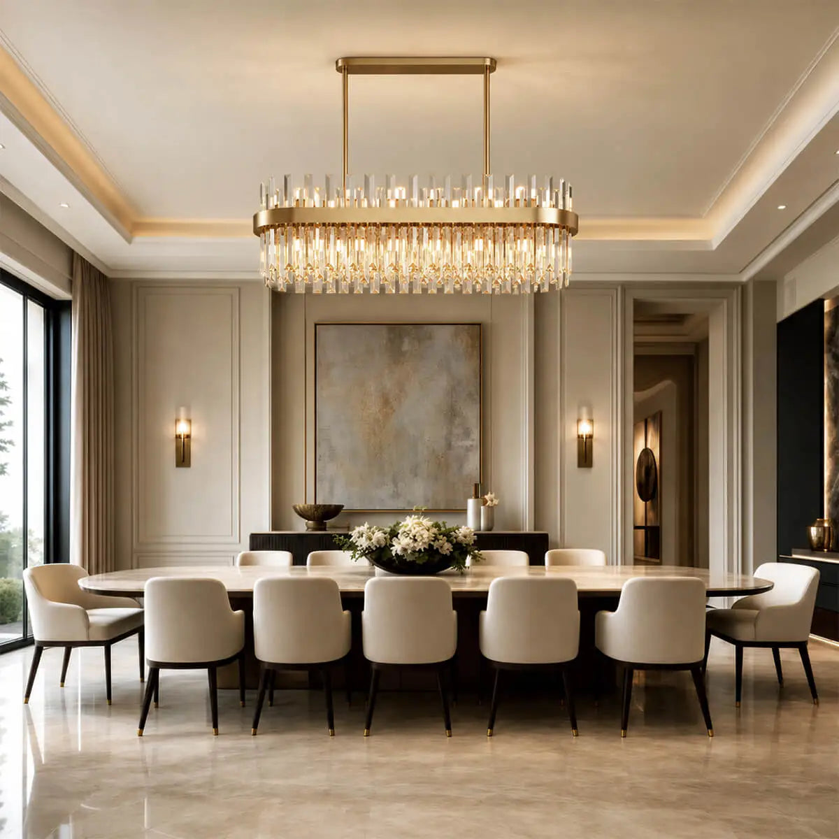Luxury Linear Crystal Island Chandelier