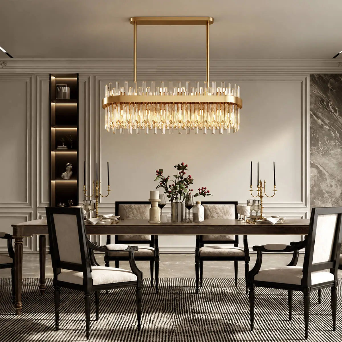 Luxury Linear Crystal Island Chandelier