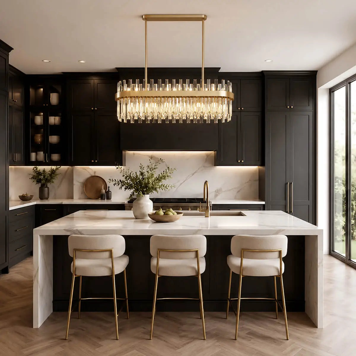 Luxury Linear Crystal Island Chandelier