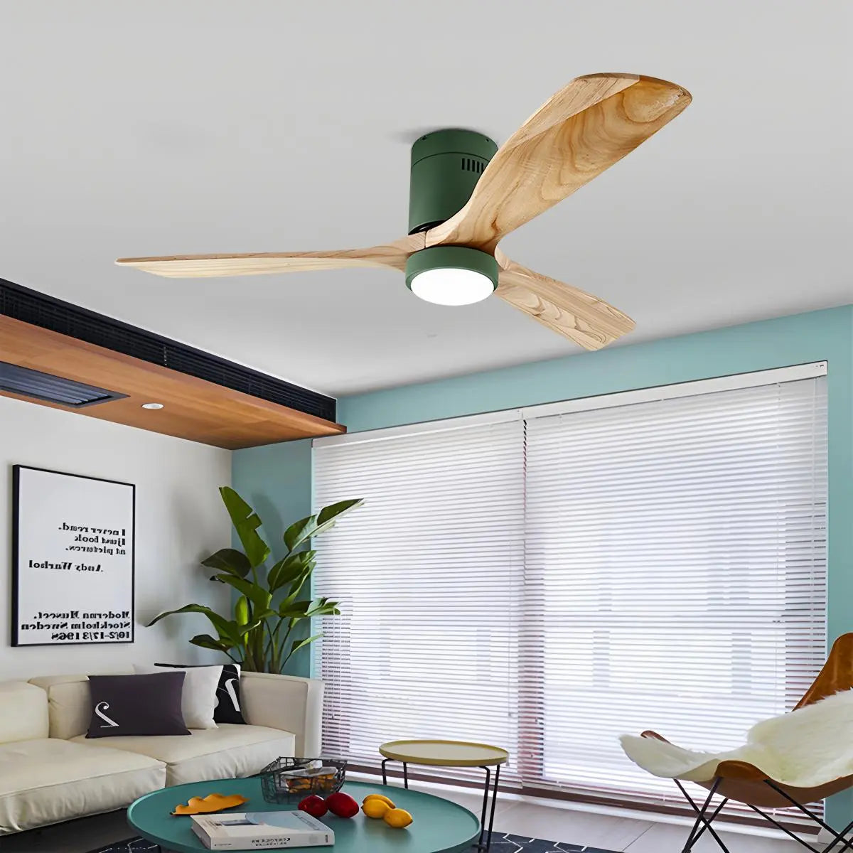 Mid-century Modern Hugger Ceiling Fan Lamp
