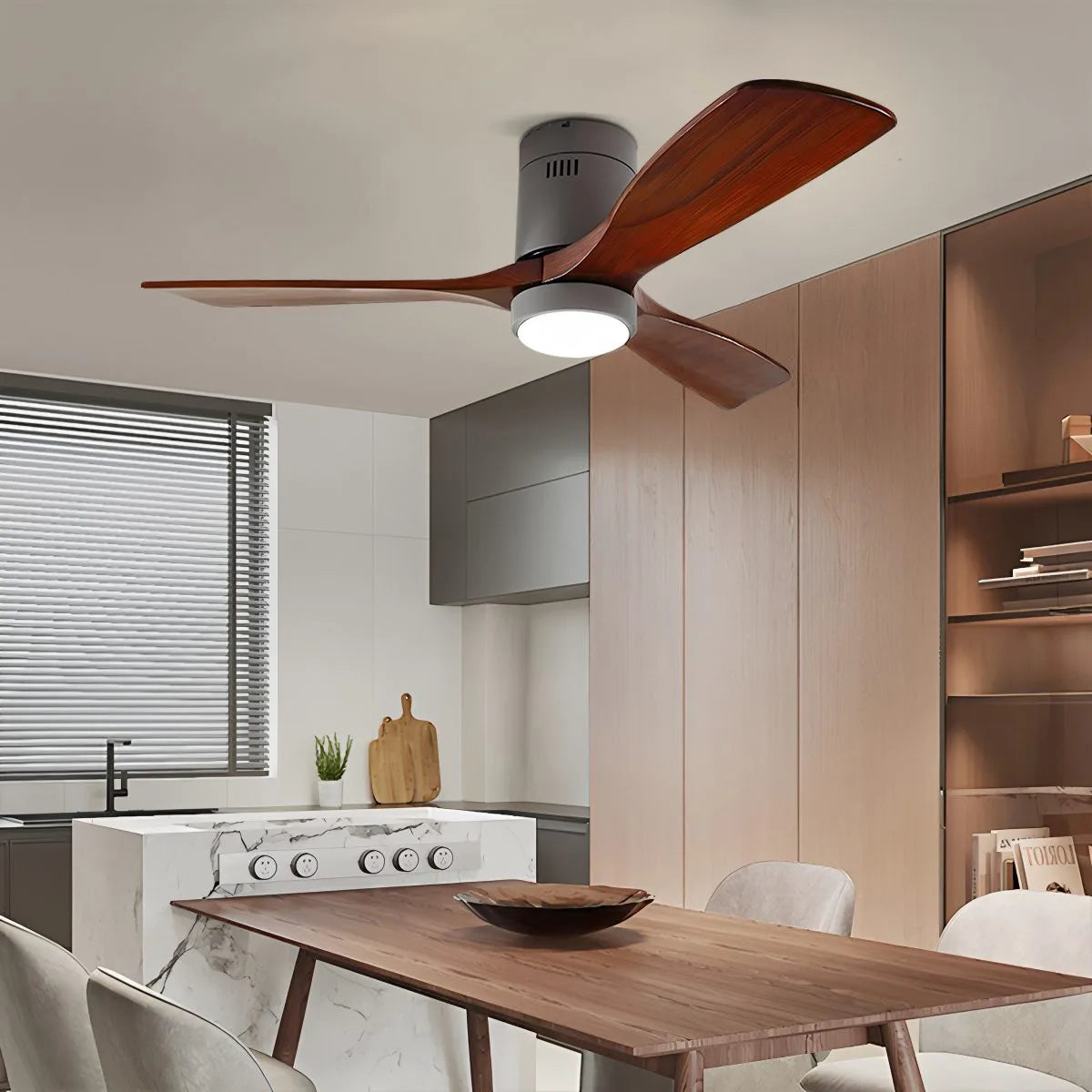 Mid-century Modern Hugger Ceiling Fan Lamp