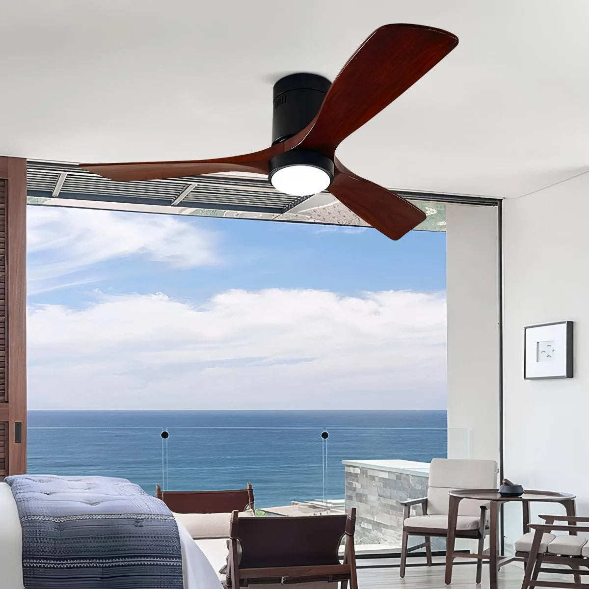 Mid-century Modern Hugger Ceiling Fan Lamp