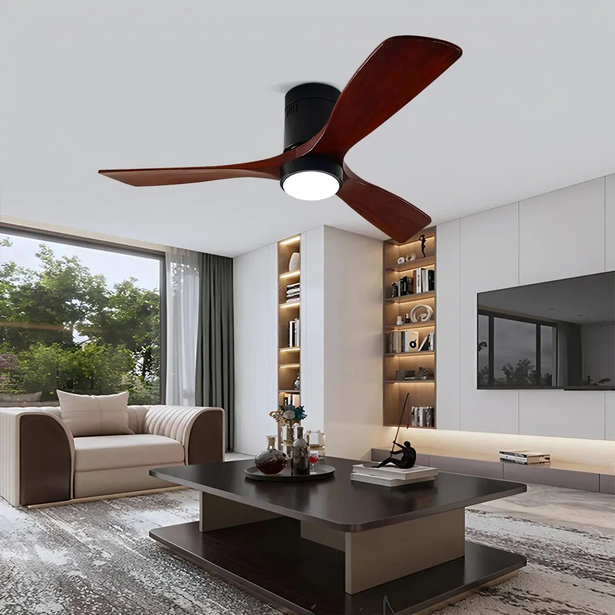Mid-century Modern Hugger Ceiling Fan Lamp