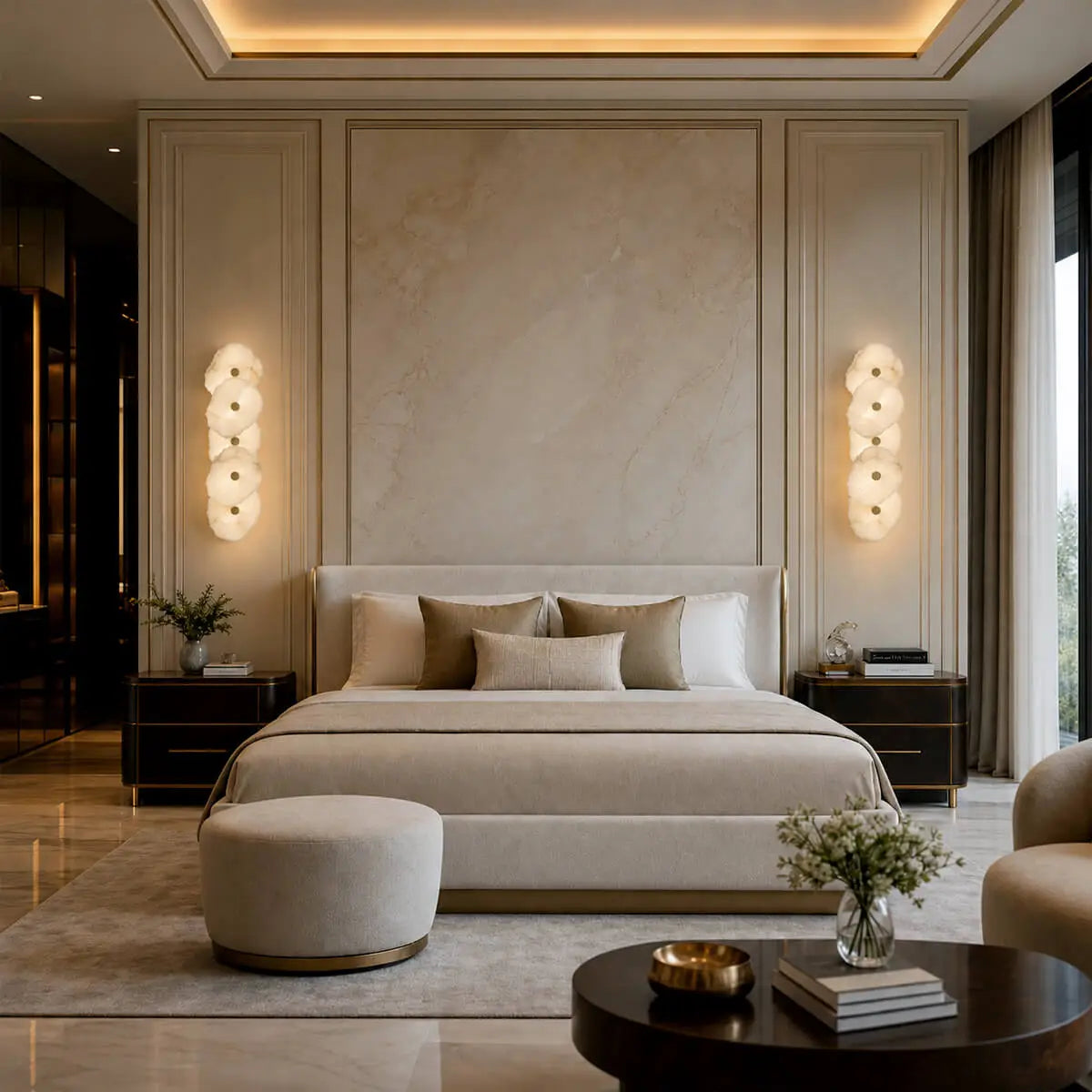 Modern Luxury Brass Alabaster Wall Sconce