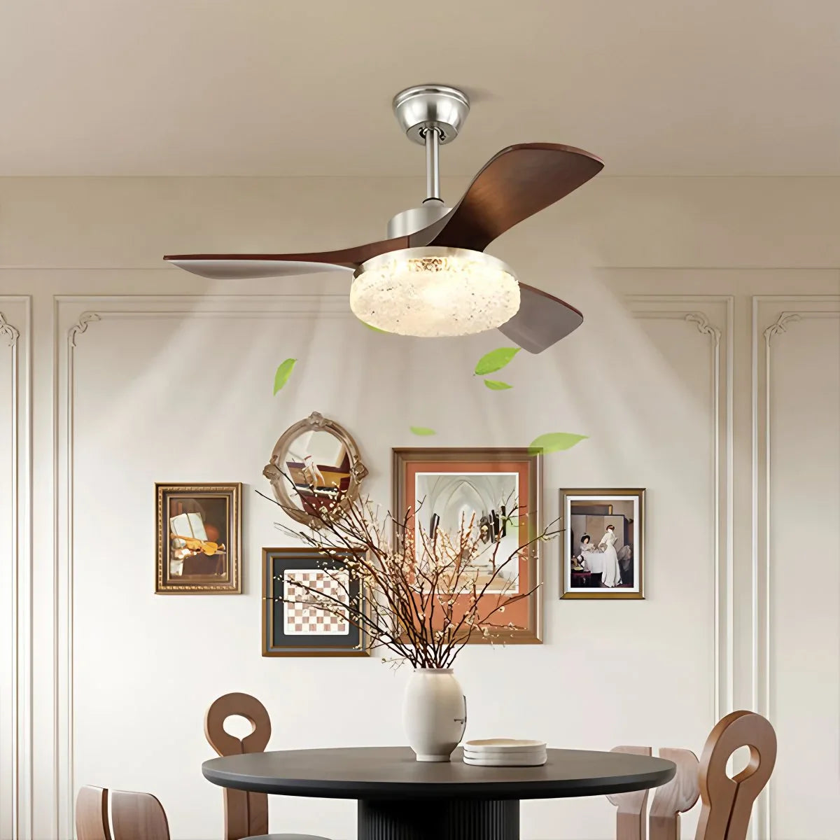 Vintage Luxury Wood Ceiling Fan Light