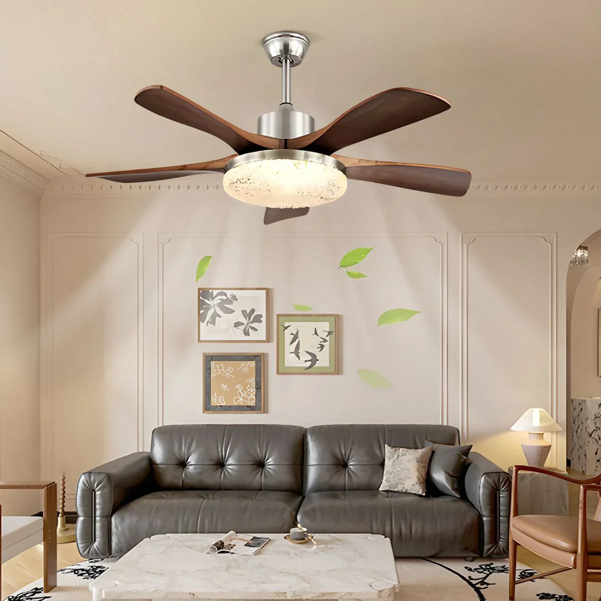 Vintage Luxury Wood Ceiling Fan Light