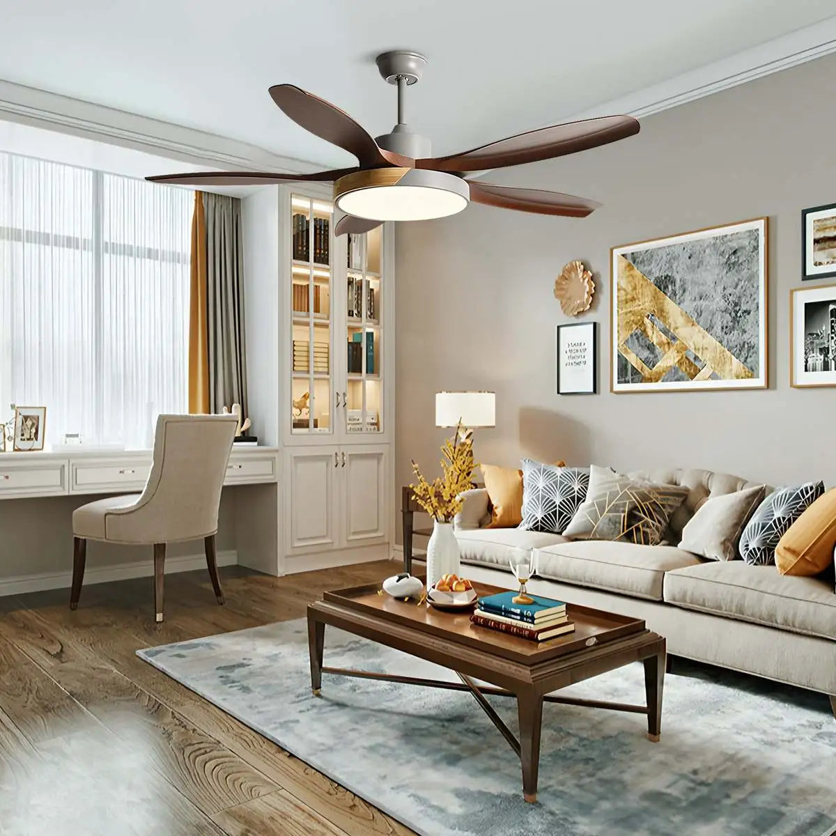 Nordic Living Room Ceiling Fan with Light