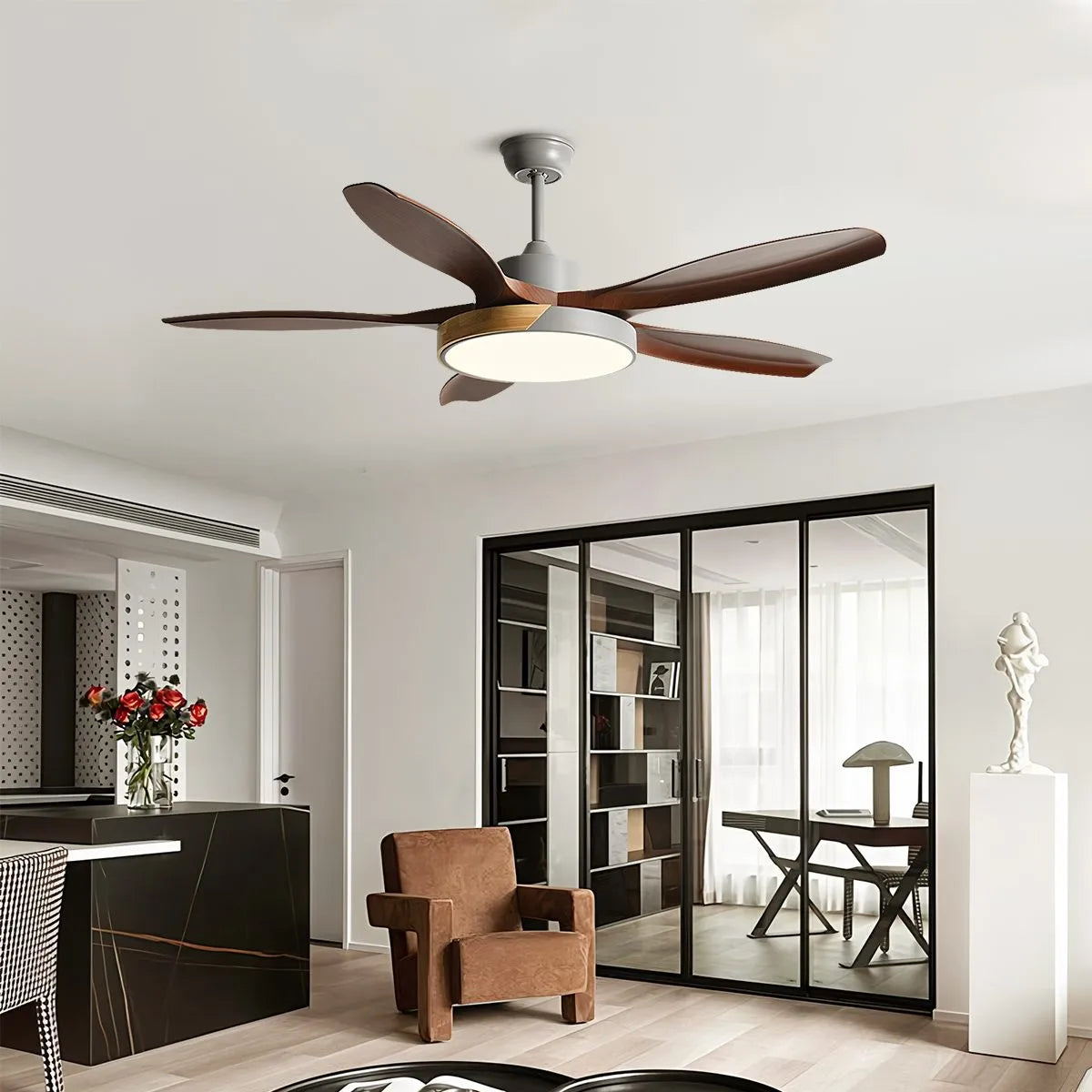 Nordic Living Room Ceiling Fan with Light