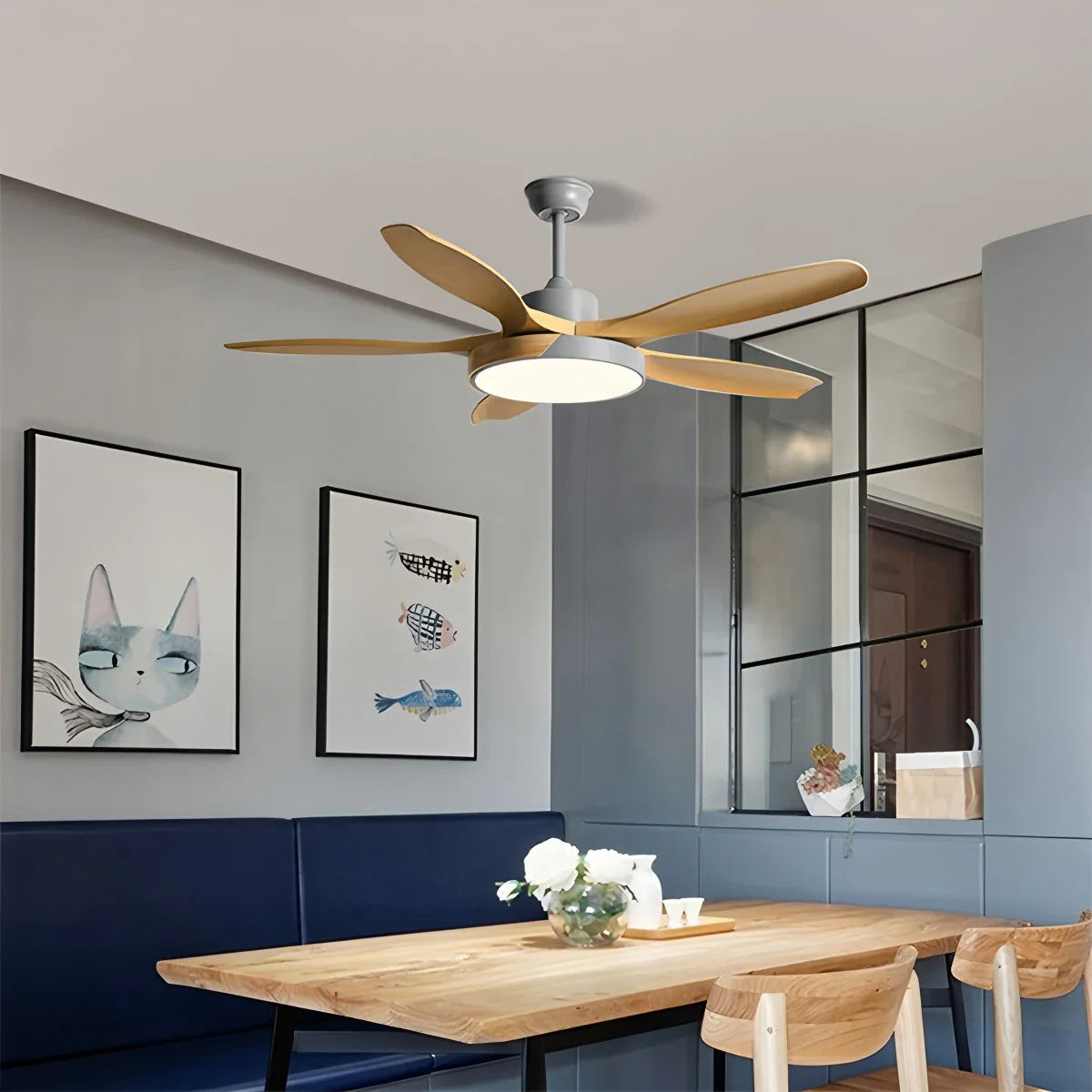 Nordic Living Room Ceiling Fan with Light