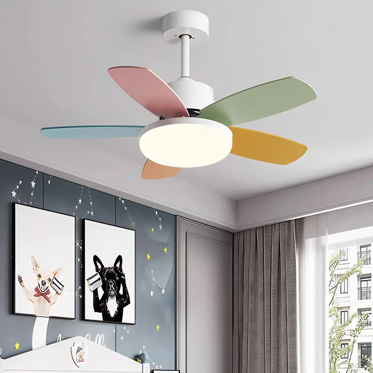 Nordic Colorful Leaf Ceiling Fan Light
