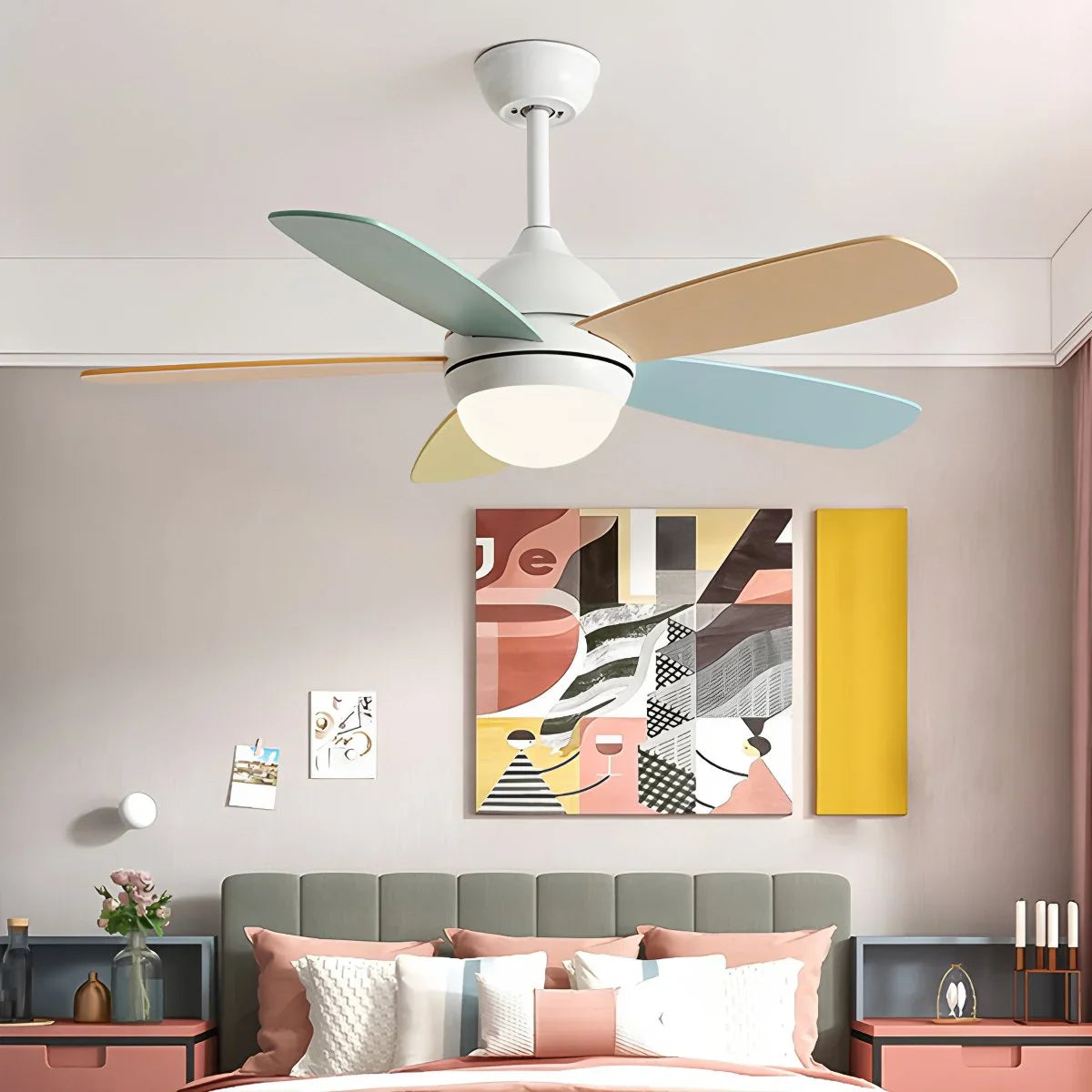 Nordic Colorful Leaf Ceiling Fan Light