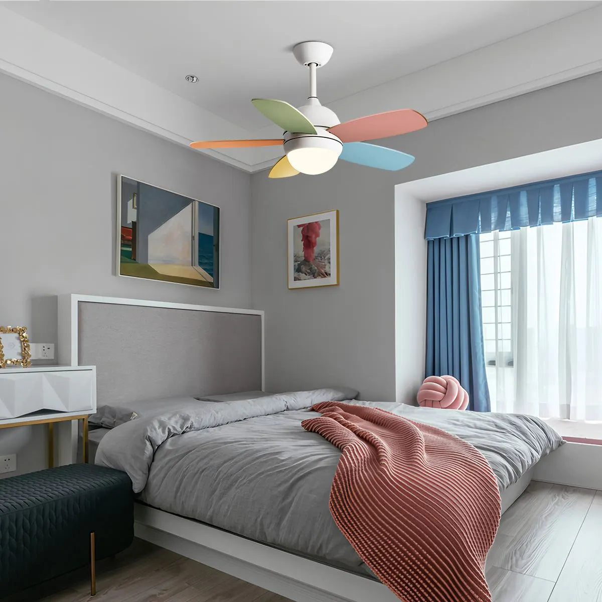 Nordic Colorful Leaf Ceiling Fan Light
