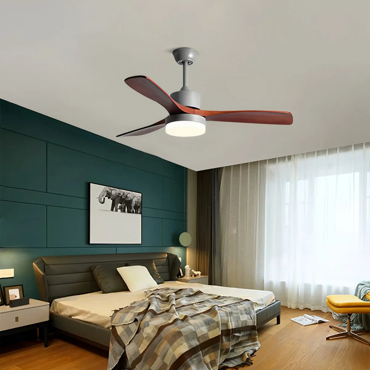 Wood Ceiling Fan Light for Living Room
