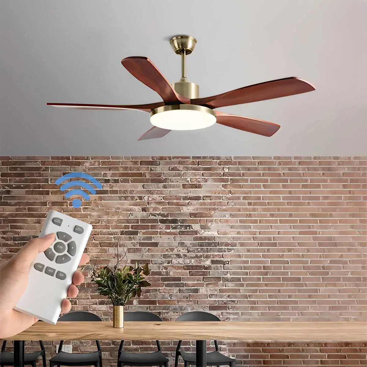 Wood Ceiling Fan Light for Living Room