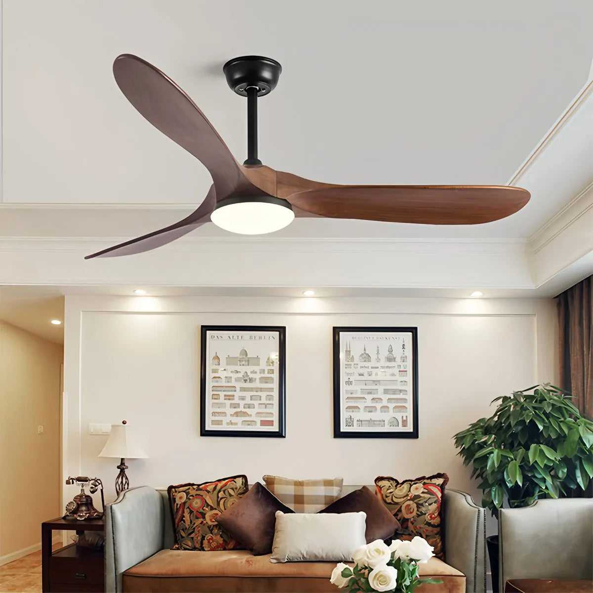 Nordic Wood Ceiling Fan with Light