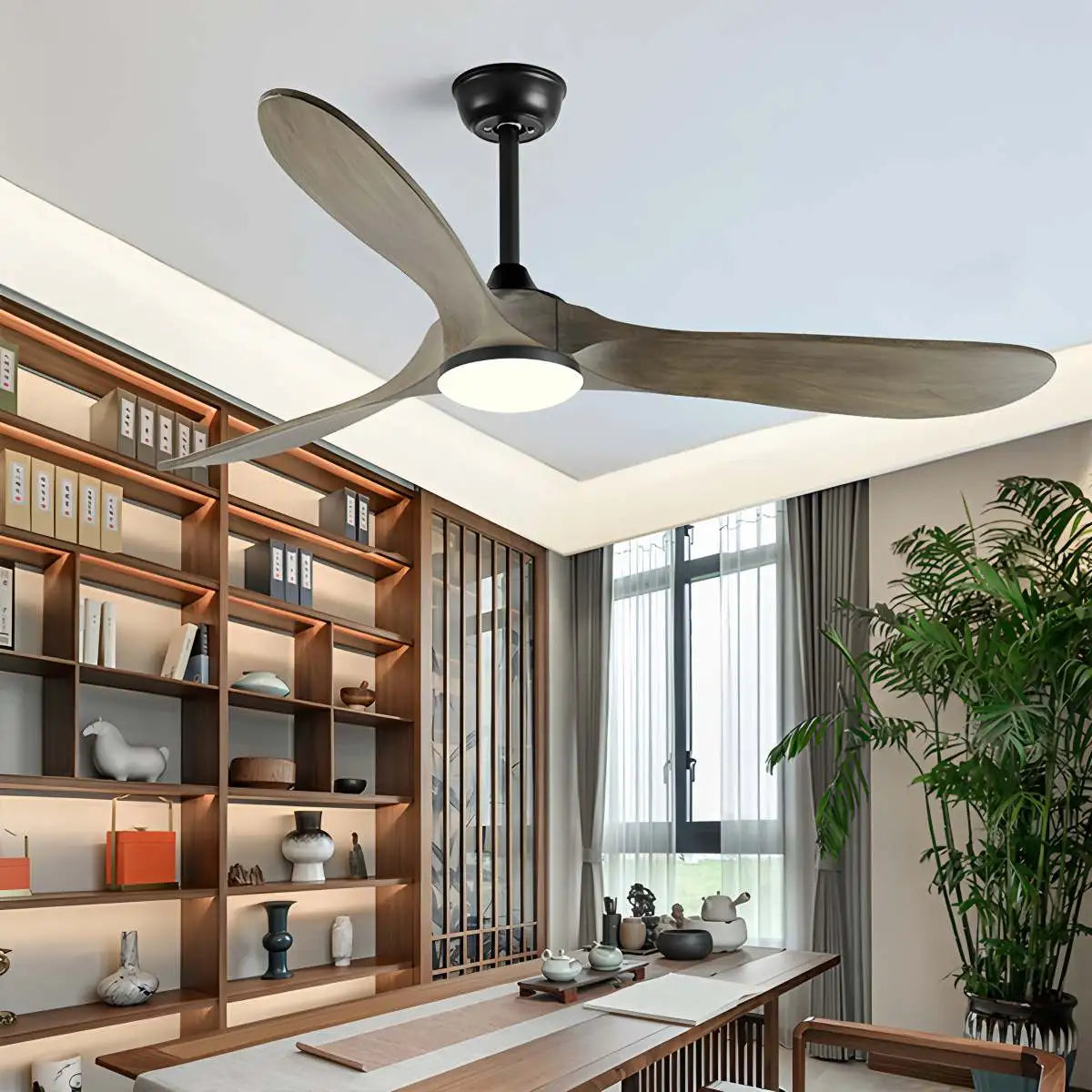 Nordic Wood Ceiling Fan with Light