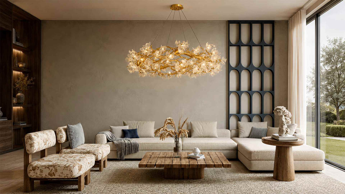 Crystal Round Chandelier for Living and Dining Spaces