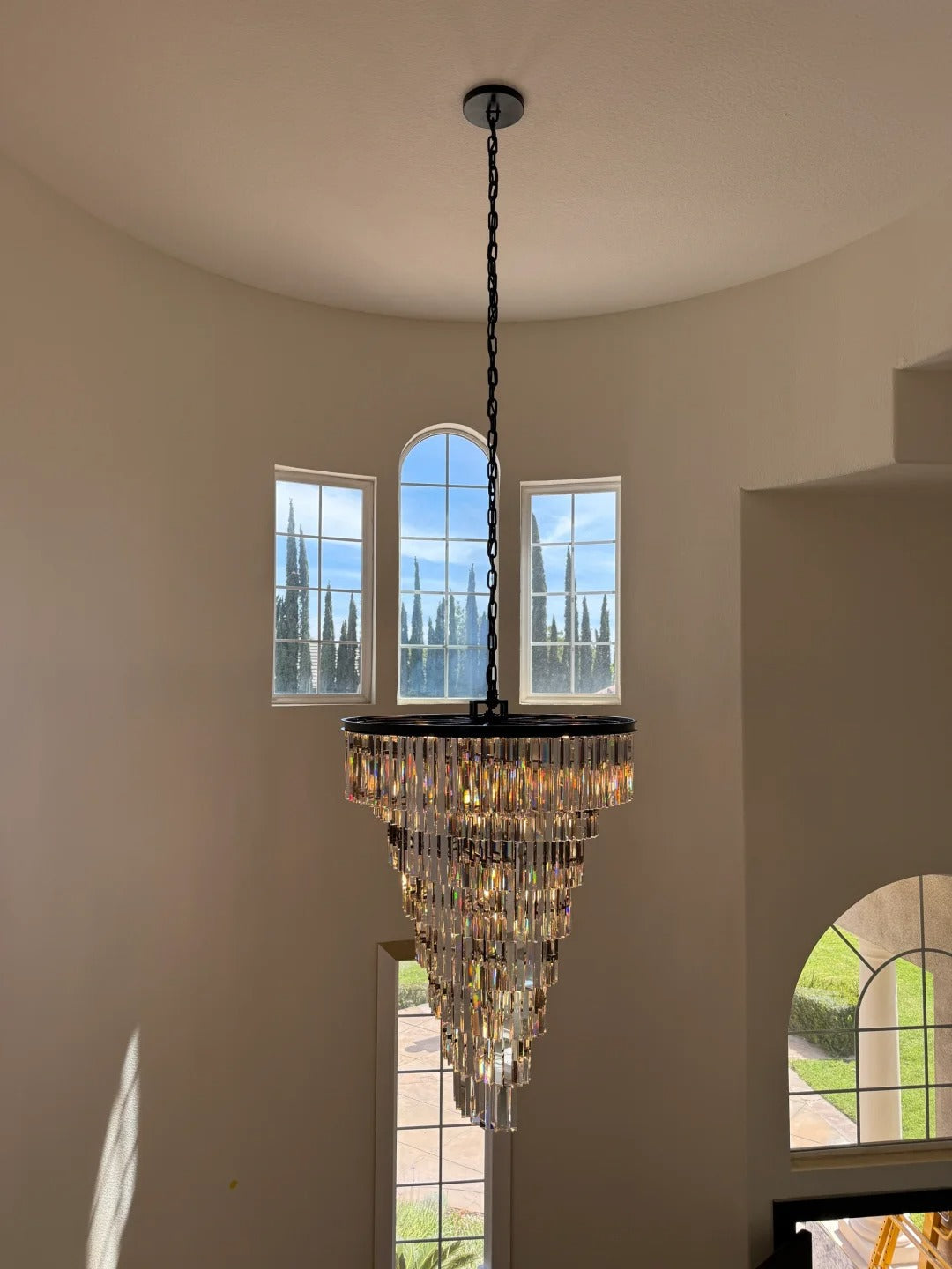 Crystal Prism Cascading Chandelier - Helix