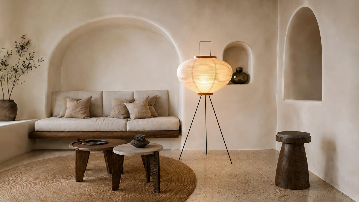 Rice Paper Art Floor Lamp for Living Room and Reading Corner Lighting