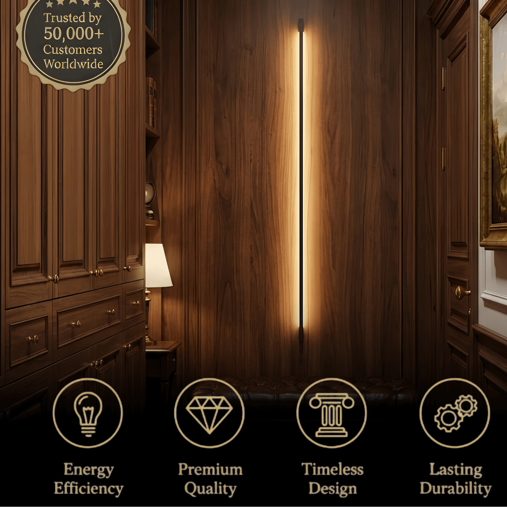 Vetro Nordic LED Pendant Light-Metal/Glass Black/Gold for Dining Room/Living Room