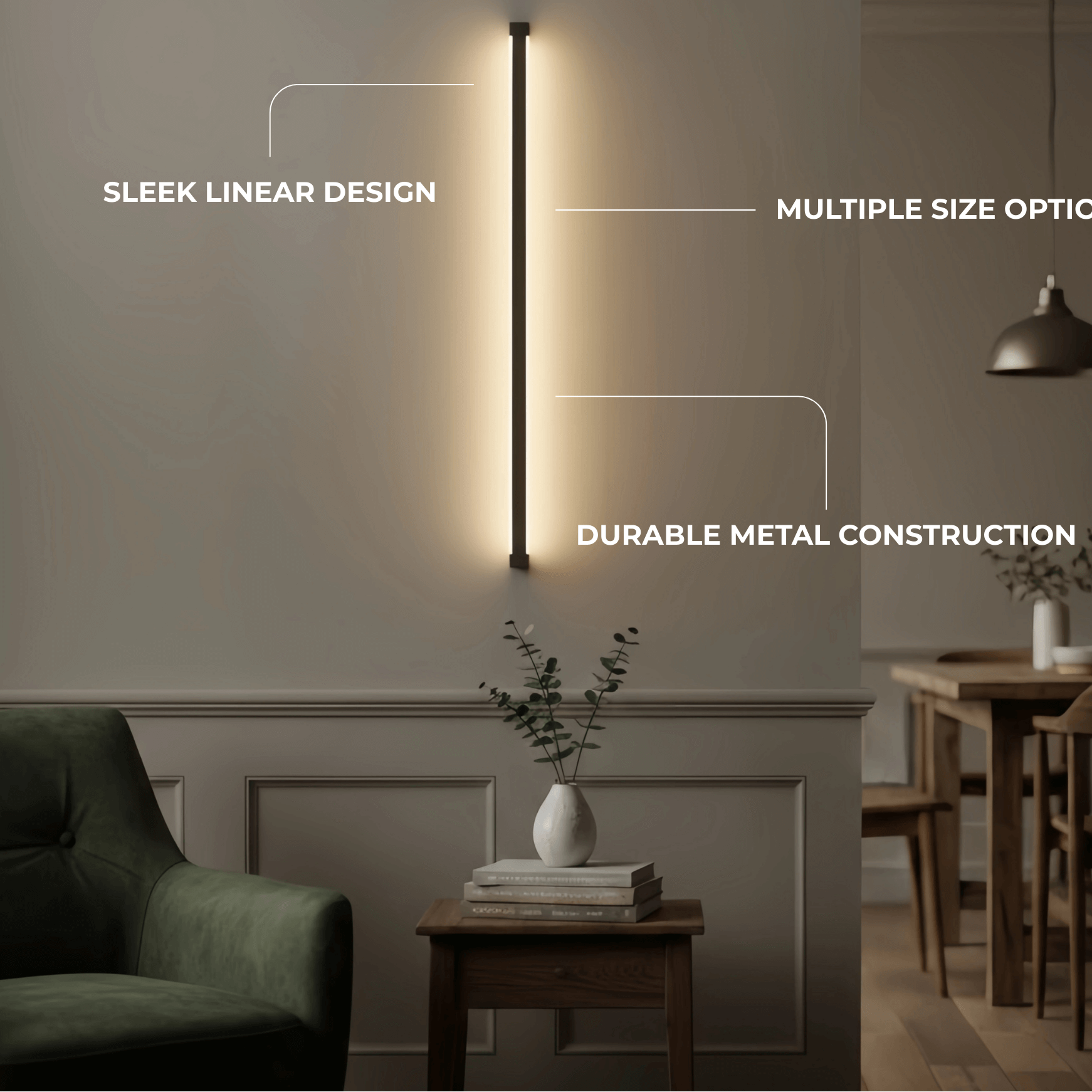 Arcato Modern Linear LED Wall Lamp – Black Wall-Mounted Light for Living Room