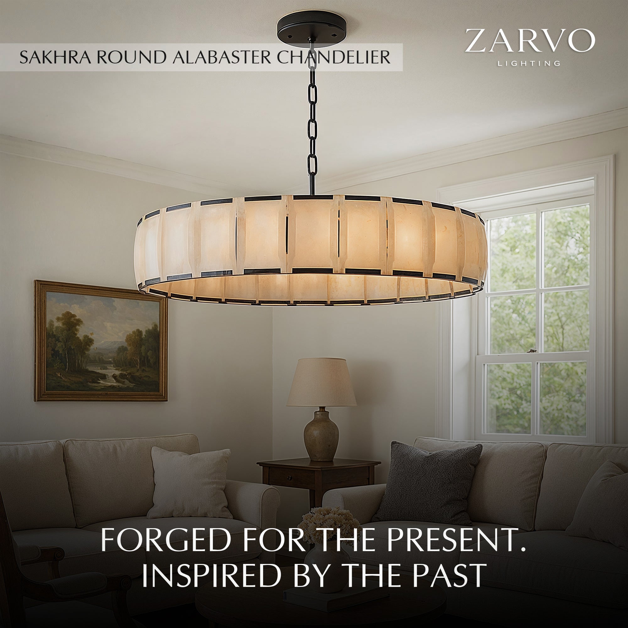 Sakhra Round Alabaster Chandelier