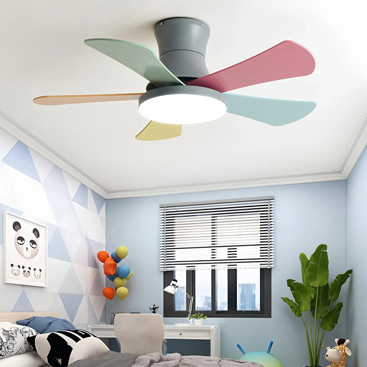 Scandi Low Profile Ceiling Fan with Light
