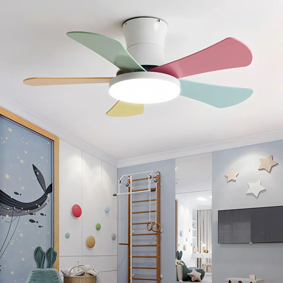 Scandi Low Profile Ceiling Fan with Light