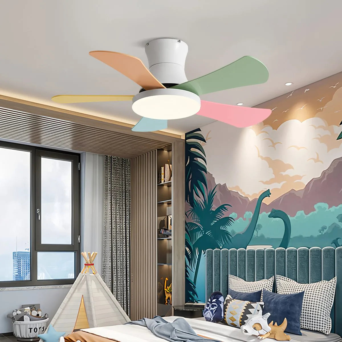 Scandi Low Profile Ceiling Fan with Light