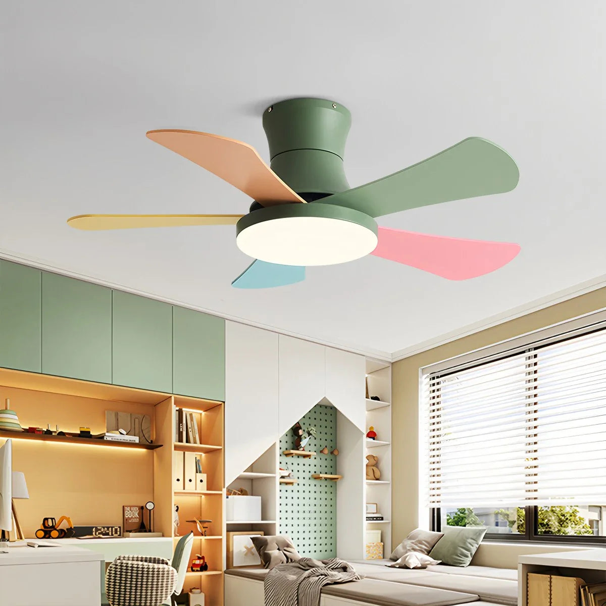 Scandi Low Profile Ceiling Fan with Light