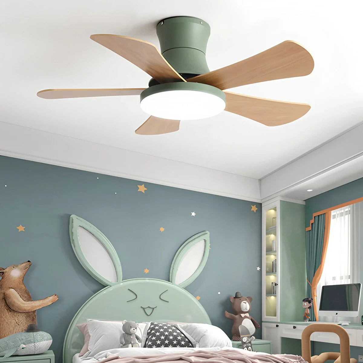 Scandi Low Profile Ceiling Fan with Light