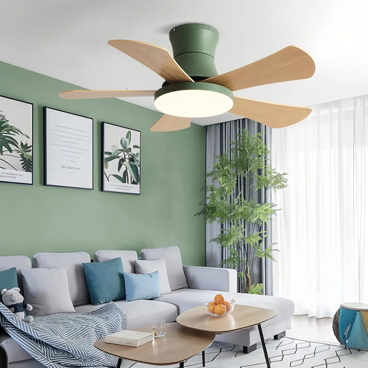 Scandi Low Profile Ceiling Fan with Light