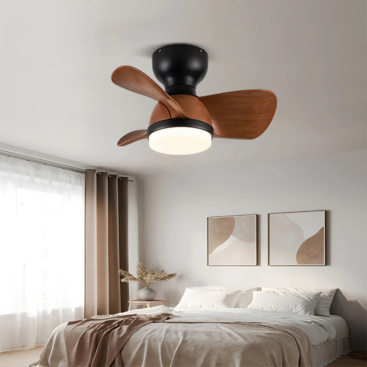 Small Flush Mount Ceiling Fan with Light