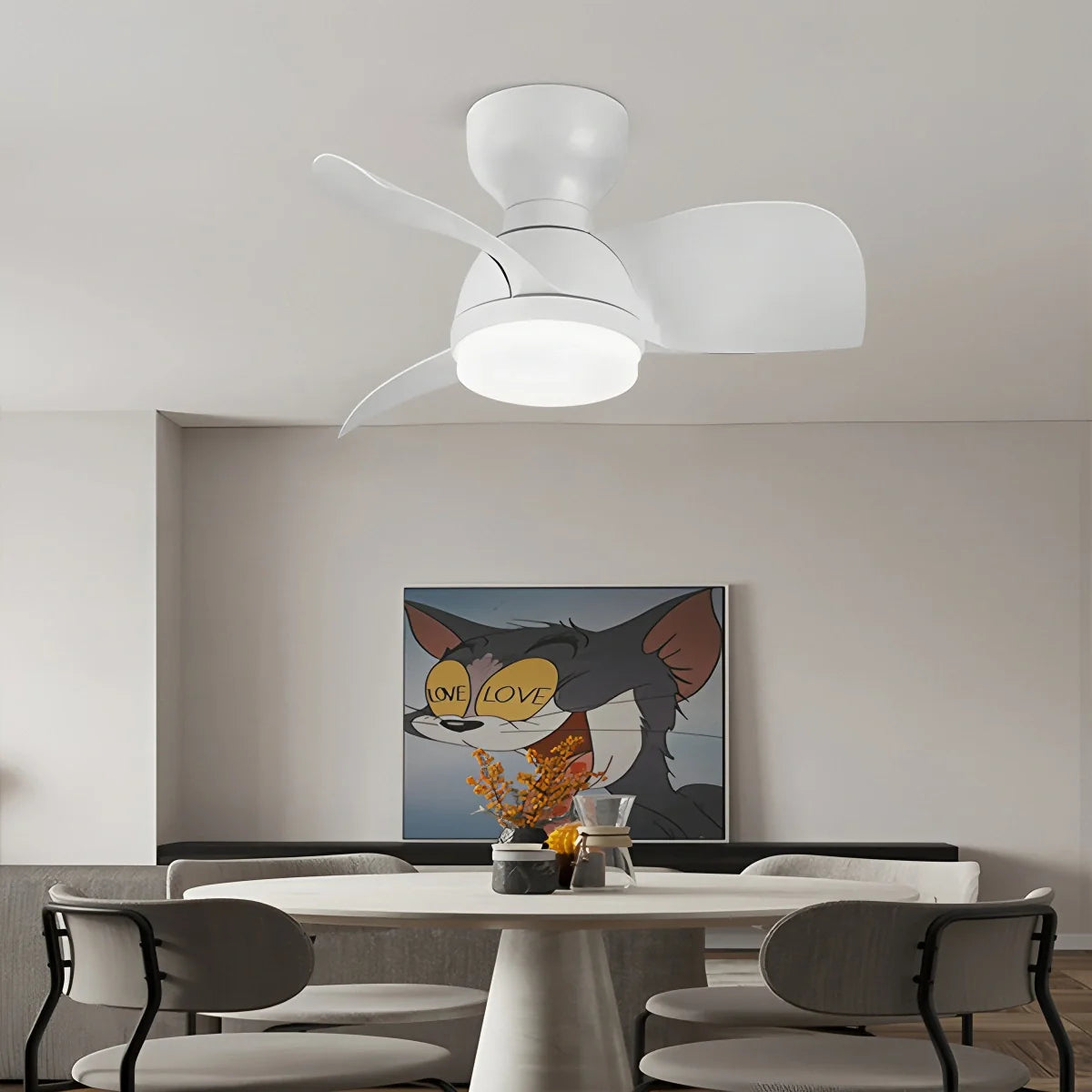 Small Flush Mount Ceiling Fan with Light